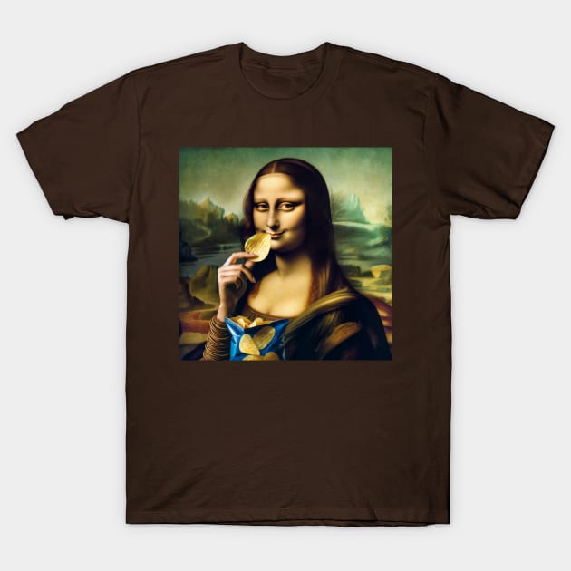 Mona Lisa Potato Chip Delight: National Potato Chip Day T-Shirt by Edd Paint Something